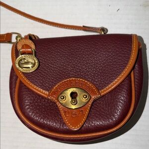 Vintage Dooney & Bourke Maroon and Tan Crossbody Bag